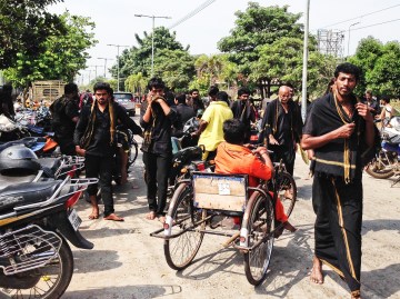 Ayyappa devotees at Sri Ayyappa Swamy temple, Rajahmundry
