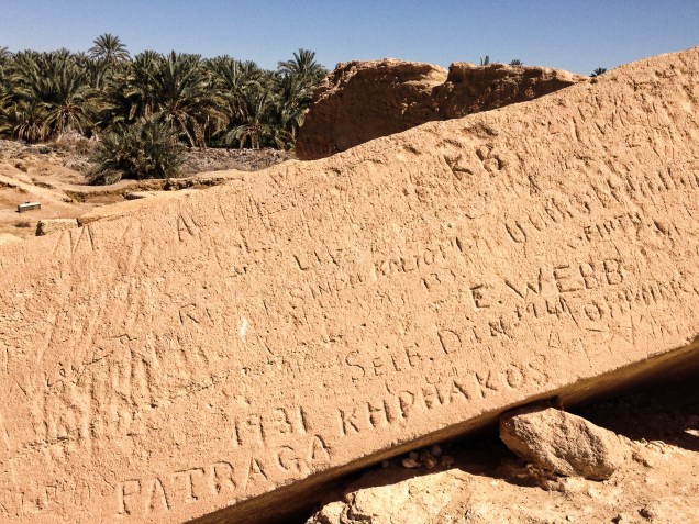 Two old graffiti: E. Webb 1941 and Patraga Khphakos 1931.