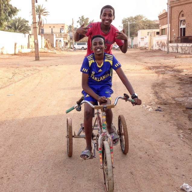 Two boys on a bike in Omdurman, Sudan