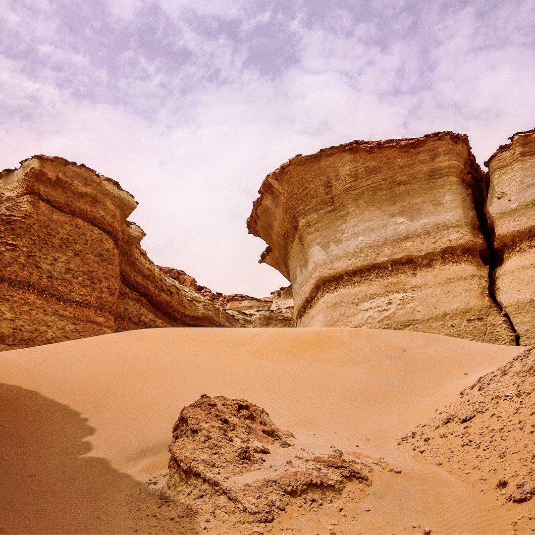 Dramatic shapes in the fossil-rich hills at the north edge of Siwa Oasis