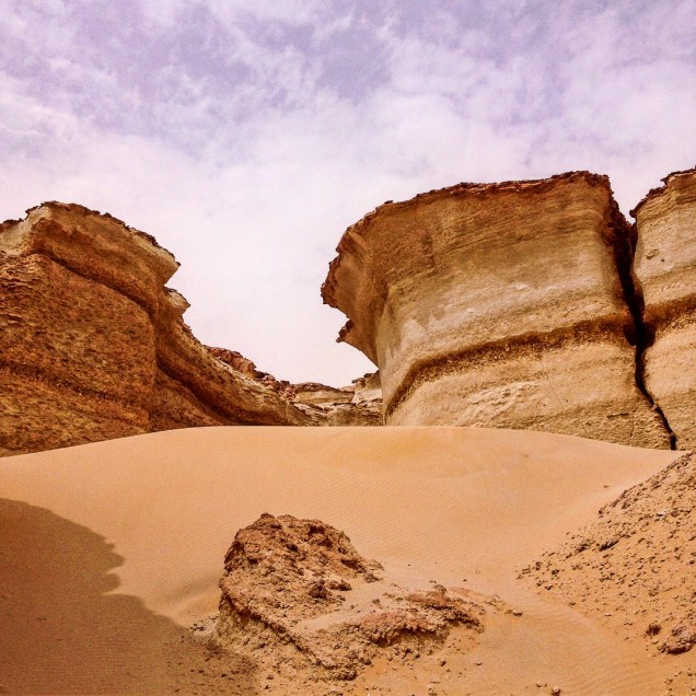 Dramatic shapes in the fossil-rich hills at the north edge of Siwa Oasis