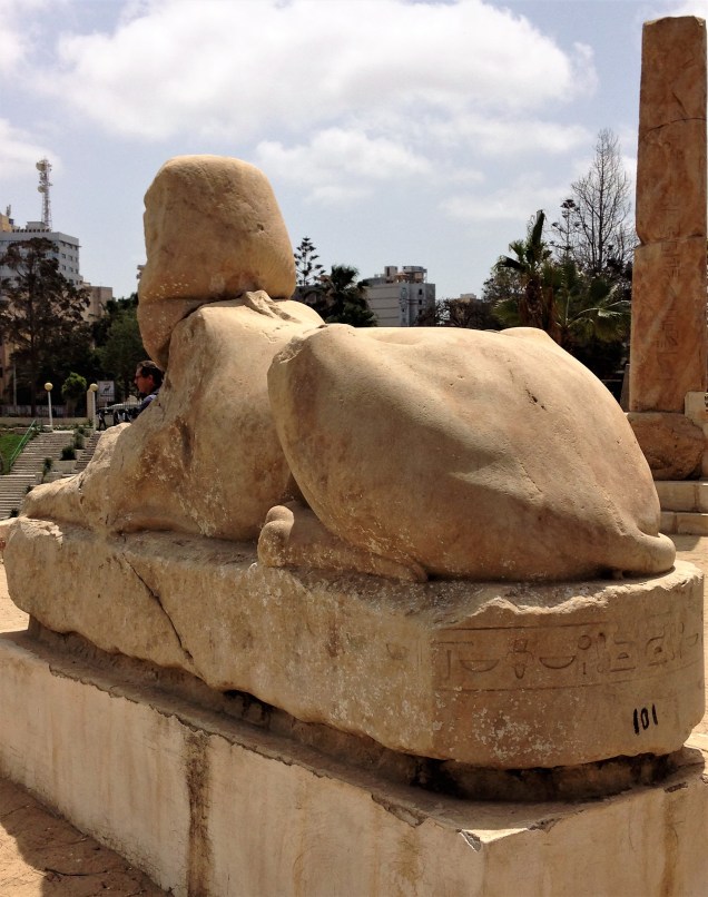 A sculpture of a sphinx, pulled from the sea -- a piece of Pharaonic Alexandria.