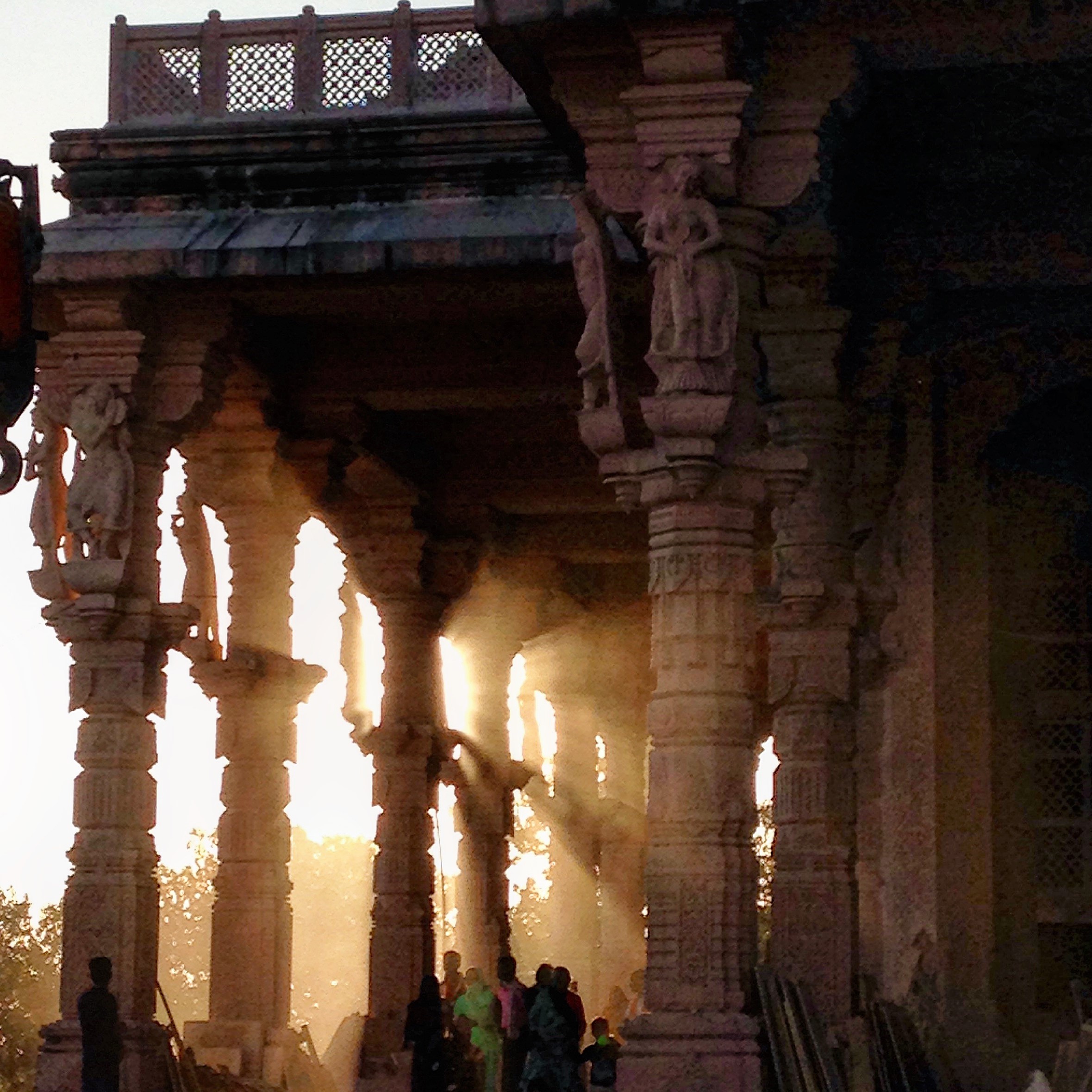 Stone dust and sunset at the Jain temple, Amarkantak, Madhya Pradesh
