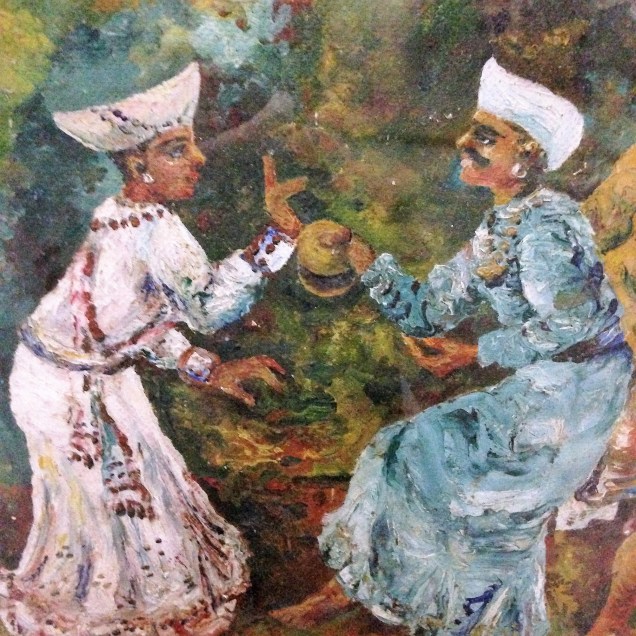 Choral singers, detail of a painting in Assam State Museum, Guwahati, Assam